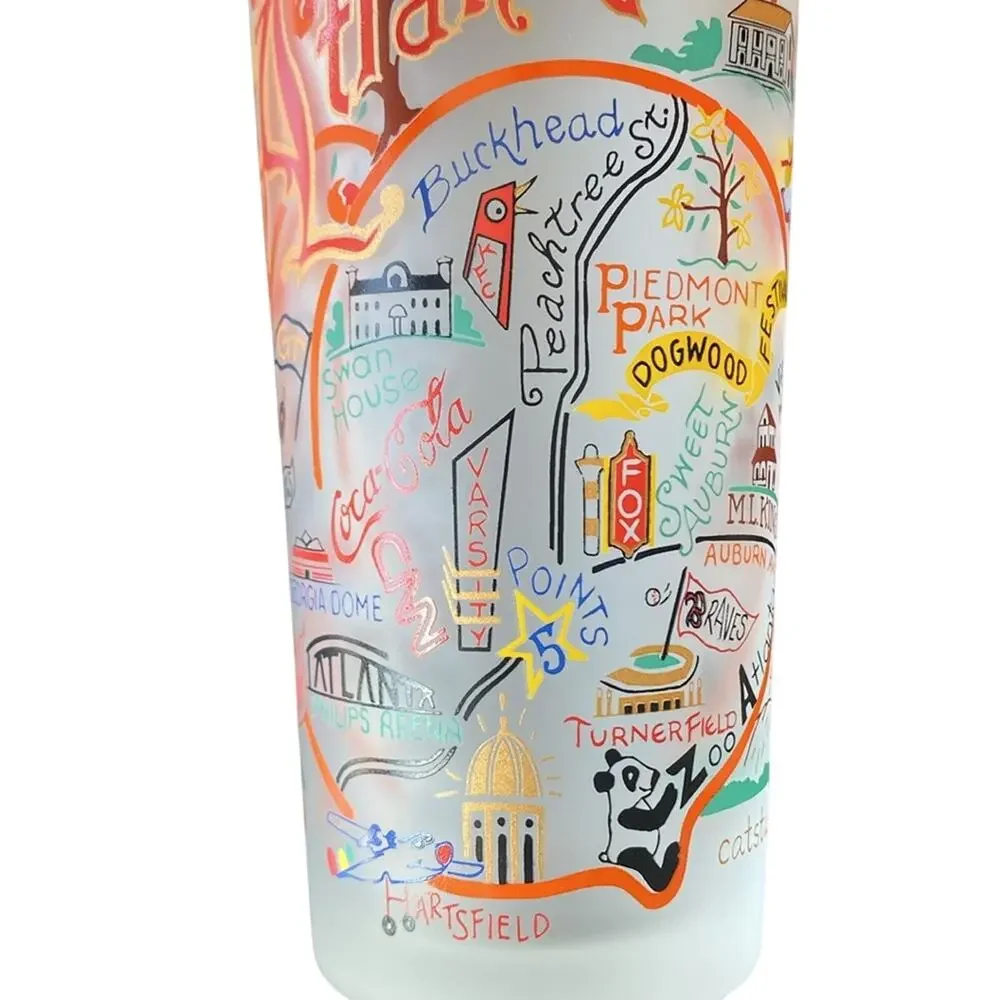 CATSTUDIO Atlanta Themed Frosted Glasses Set of 2